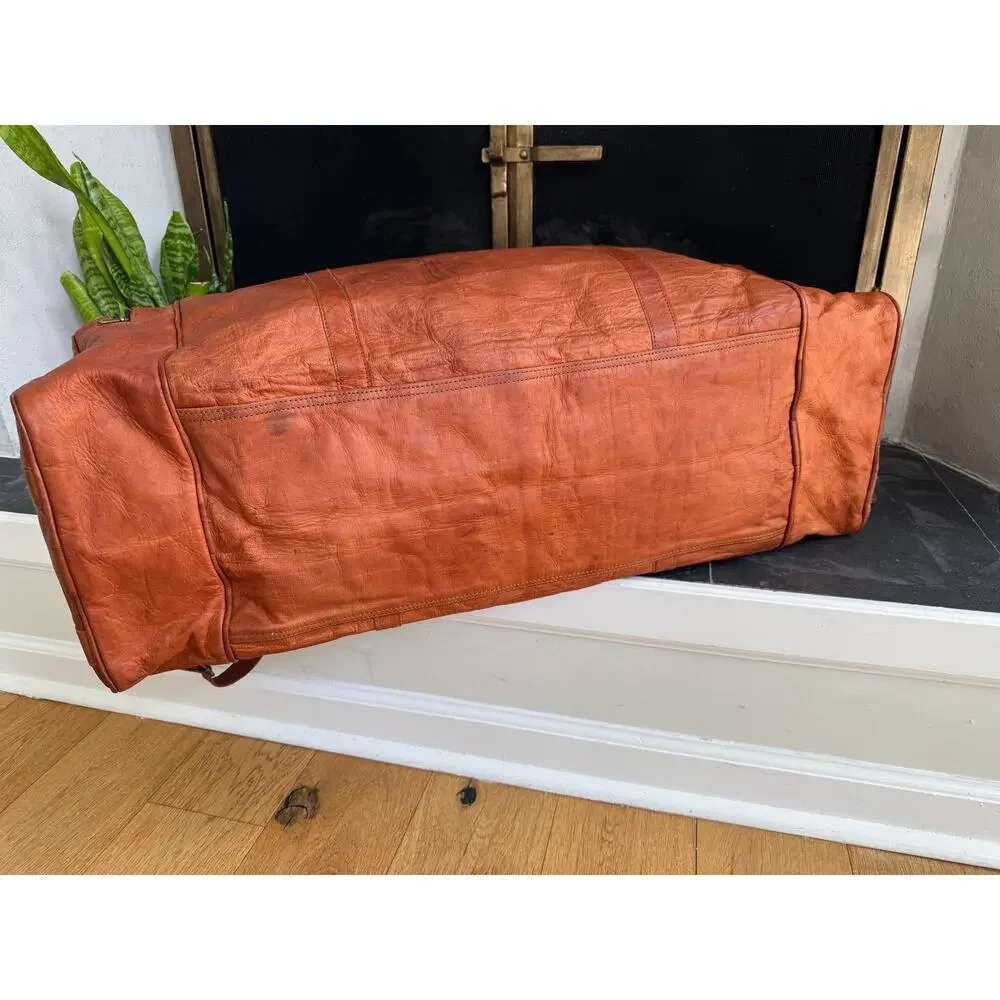Komal’s Passion Leather Large Weekender Duffel Bag Brown Carry-On Travel Bag